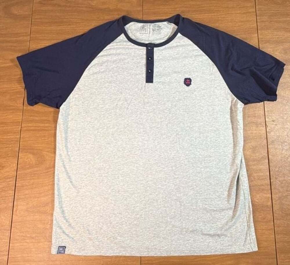 Section 119 Jerry Garcia Henley T-Shirt Size XXL Gray Blue Raglan